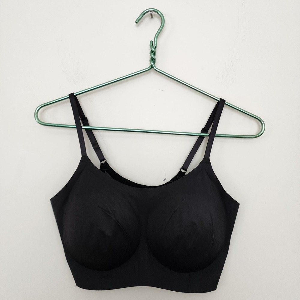 EBY Black Seamless Bralette Sheer Mesh Back Wireless Bra XL NWT